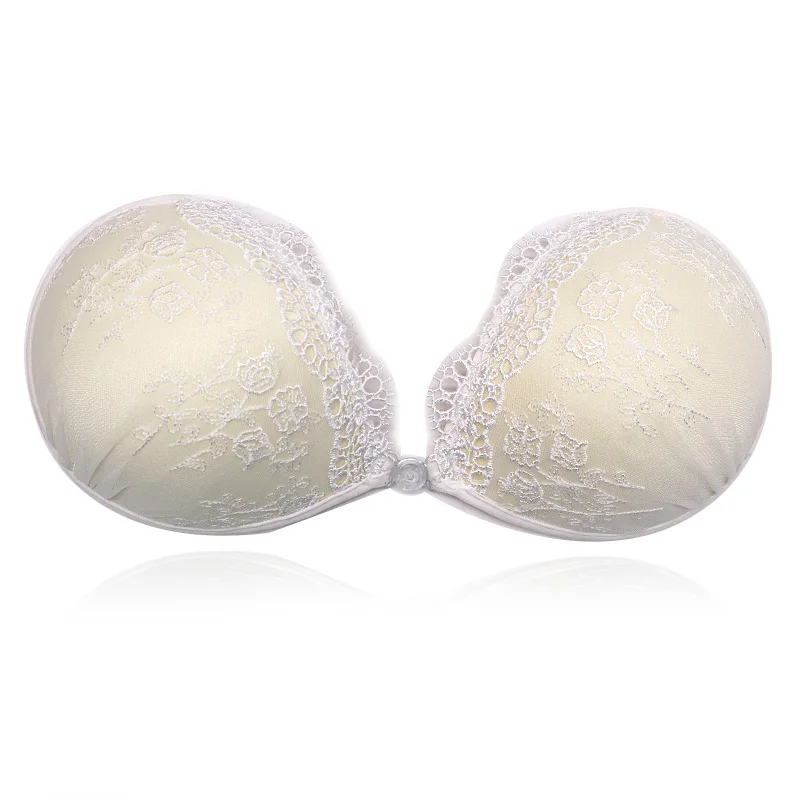 Sexy Lace Wireless Front Closure Bra Women Push Up Invisible Silicone Sticky Comfort Breathable Backless Bralette | Женская одежда