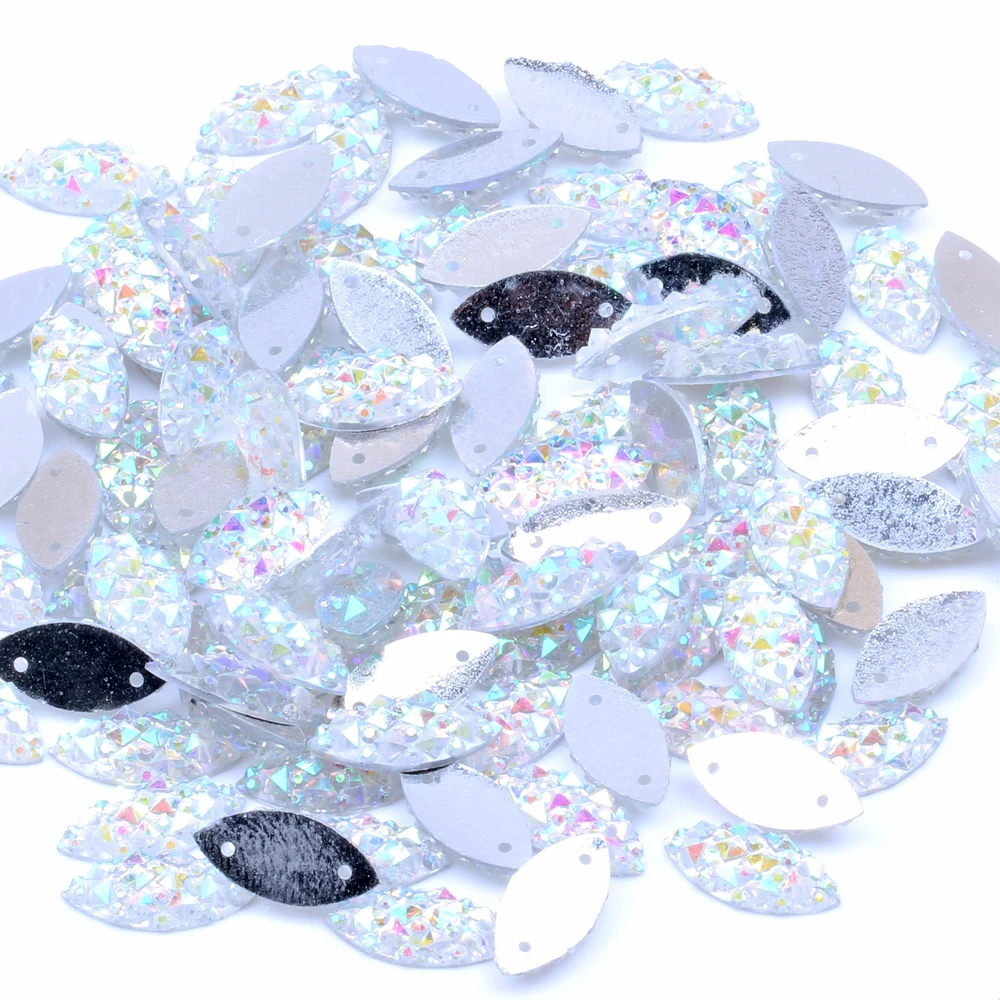 7x15mm Marquise Crystal AB Resin Flatback Rhinestone With 2 Holes DIY Crafts Jewelry Making Sew On Garment Shoes Decorations
7x15mm Marquise Crystal AB Resin Flatback Rhinestone With 2 Holes DIY Crafts Jewelry Making Sew On Garment Shoes Decorations