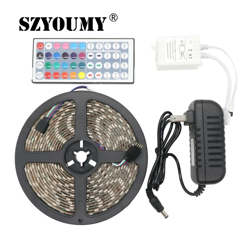 SZYOUMY DC 12V 5050 RGB Led Strip 5M 60led/M 300LEDS Waterproof Flexible Light + 44key IR Controller +DC12V 3A 36W Power
SZYOUMY DC 12V 5050 RGB Led Strip 5M 60led/M 300LEDS Waterproof Flexible Light + 44key IR Controller +DC12V 3A 36W Power