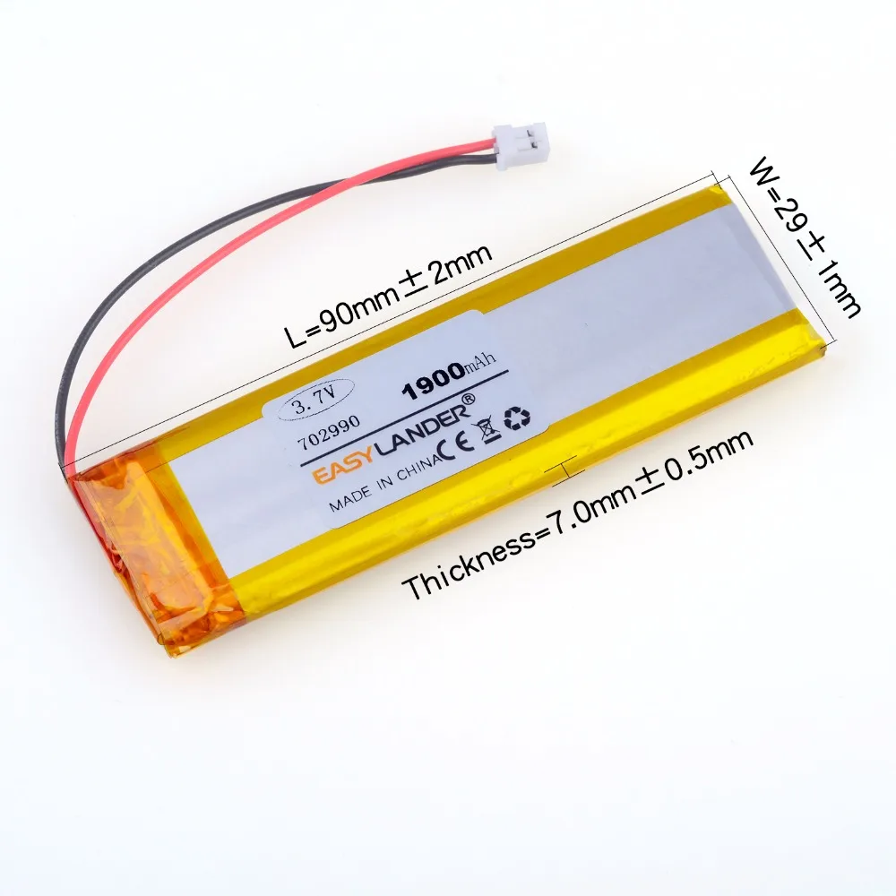 702990 3.7V 1900mAh Rechargeable li-Polymer Battery For GPS Bluetooth Speaker DIY PAD Power Bank Tablet PC navigation 703090
702990 3.7V 1900mAh Rechargeable li-Polymer Battery For GPS Bluetooth Speaker DIY PAD Power Bank Tablet PC navigation 703090