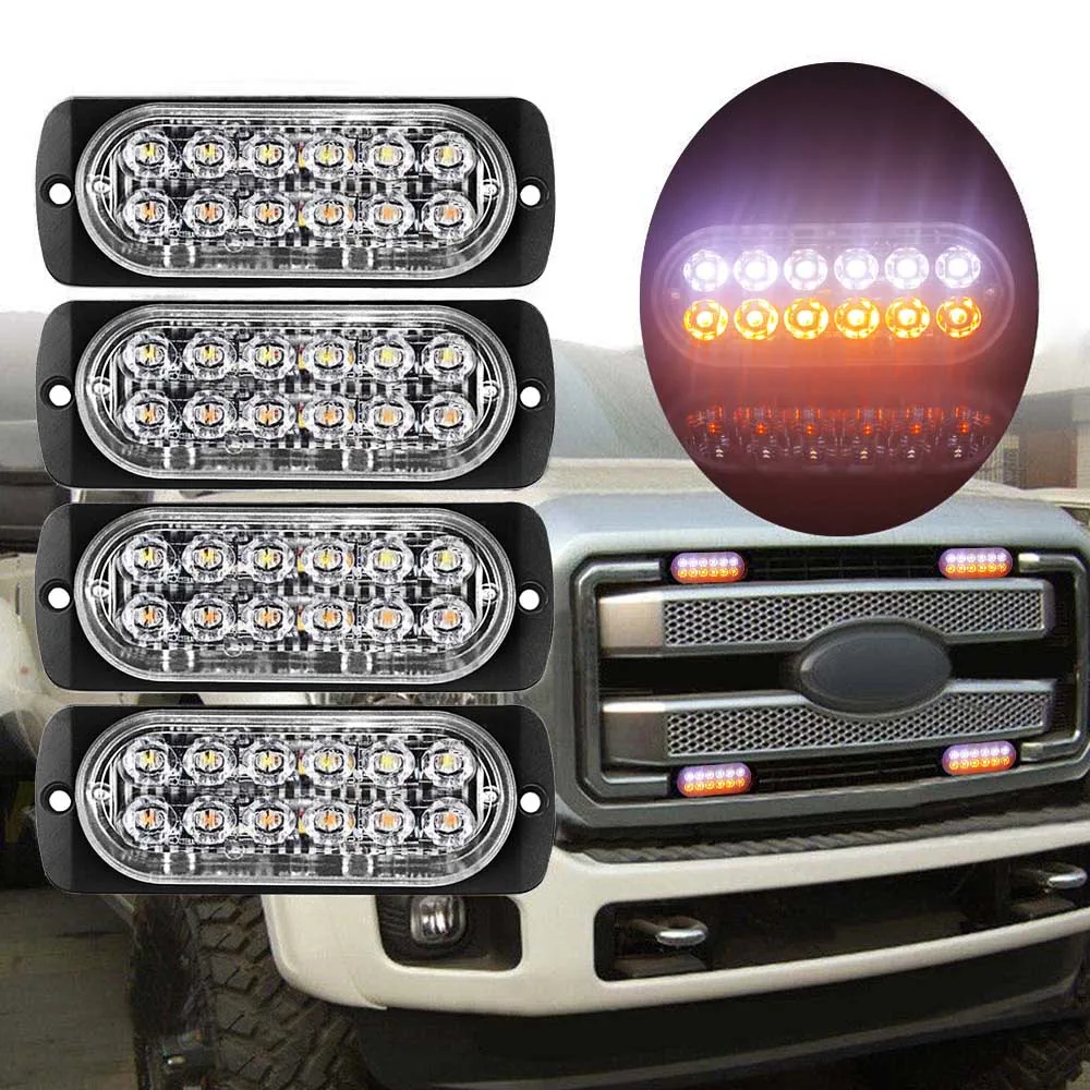 12LED Car Truck Emergency Warning 12/24V LED Strobe Dual Color Flash Light Hazard Flashing Lamp Driving Day | Автомобили и