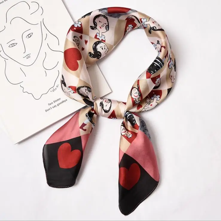 yishine New 70x70cm Women Multifunction Polyester Silk Scarf Hearts Cute Girls Printed Satin Small Square Wraps Scarves Shawl
yishine New 70x70cm Women Multifunction Polyester Silk Scarf Hearts Cute Girls Printed Satin Small Square Wraps Scarves Shawl