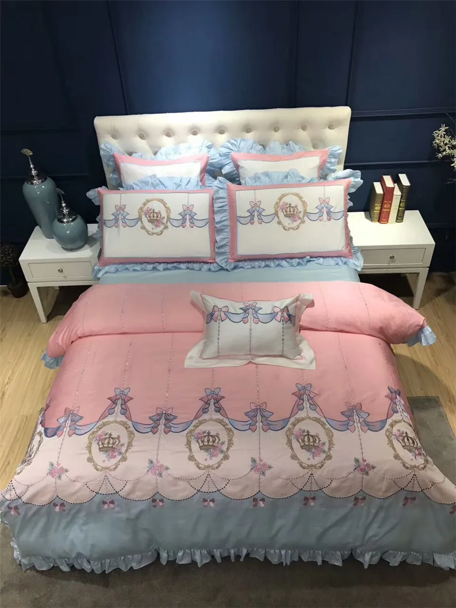 Princess Pink style Girls Bedding sets Luxury Egyptian cotton Crown Embroidery Queen King size Duvet cover Bed sheet set 38
Princess Pink style Girls Bedding sets Luxury Egyptian cotton Crown Embroidery Queen King size Duvet cover Bed sheet set 38
