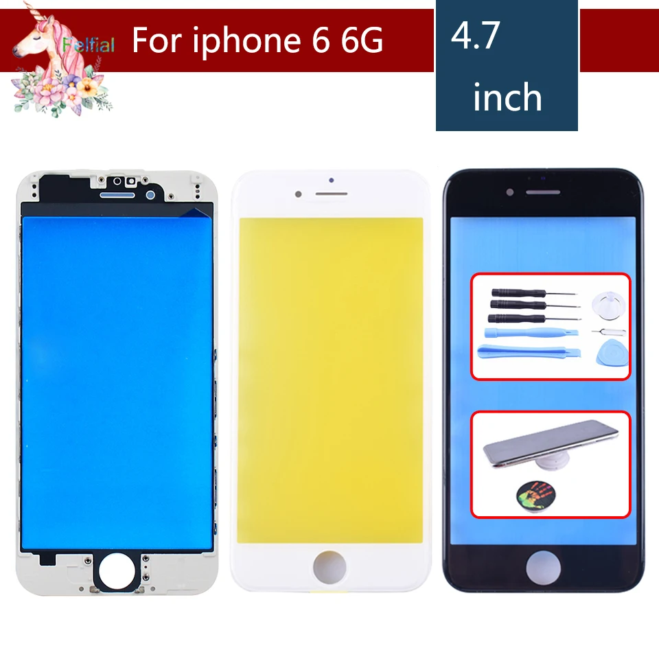For iPhone 6 6G Touch Screen Digitizer Lens Front glass LCD panel with frame bezel for iphone6 LCD External GLASS Replacement
For iPhone 6 6G Touch Screen Digitizer Lens Front glass LCD panel with frame bezel for iphone6 LCD External GLASS Replacement