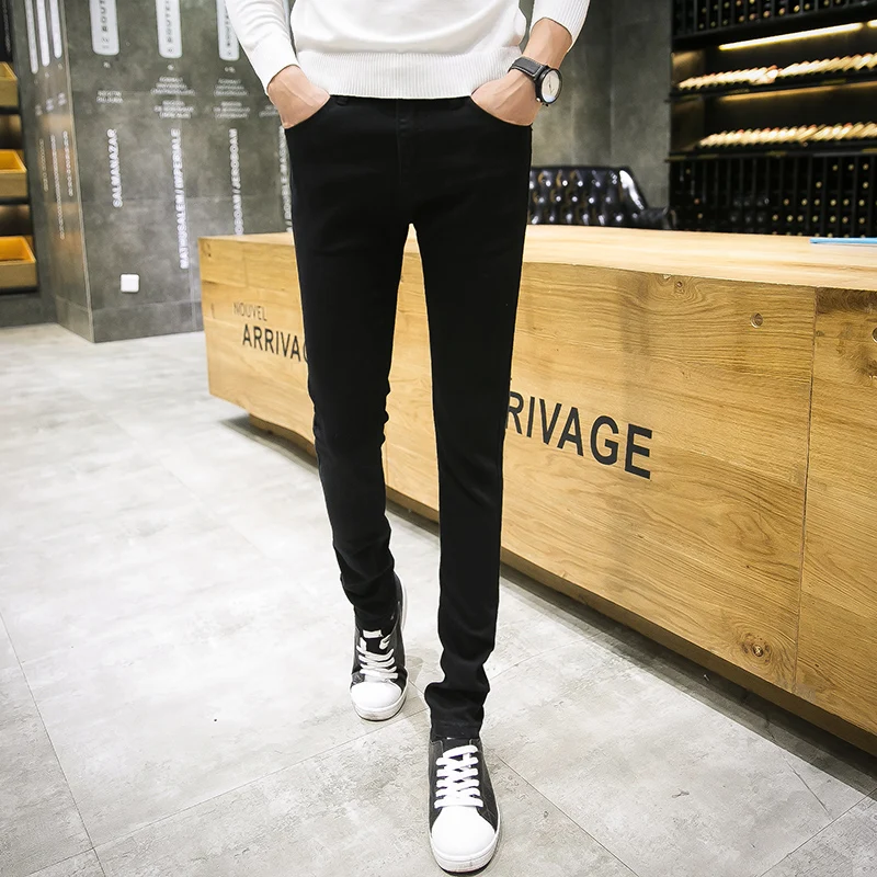 Новые модные джинсы для мужчин 2020 облегающие прямые джинсовые брюки черные