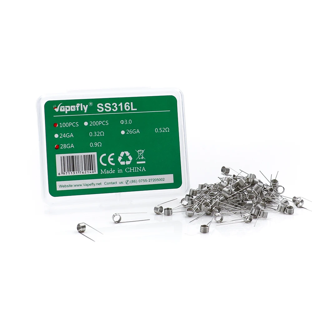 Vapefly SS316L провод ss 316L предварительно изготовленный ss316L 24GA 26GA 28GA нагревательный для