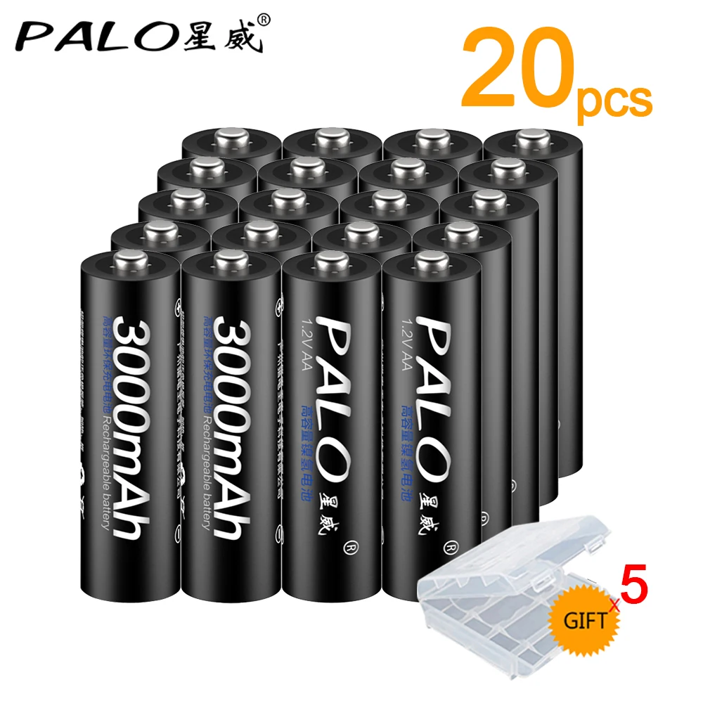 PALO 100% original 20Pcs AA battery 2a Rechargeable Batteries 1.2V AA 3000mAh Ni-MH for toy car Anti-dropping Durable
PALO 100% original 20Pcs AA battery 2a Rechargeable Batteries 1.2V AA 3000mAh Ni-MH for toy car Anti-dropping Durable