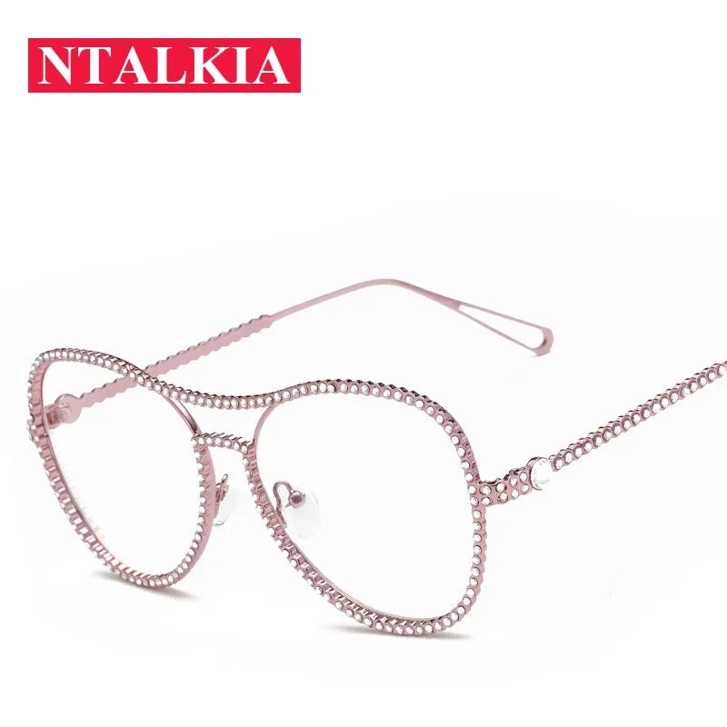 Titanium Round Double Beams Pink Rhinestone Glasses Frame Women Optical Diamond Eyeglasses Clear lens Men Women's Retro Eyewear
Titanium Round Double Beams Pink Rhinestone Glasses Frame Women Optical Diamond Eyeglasses Clear lens Men Women's Retro Eyewear