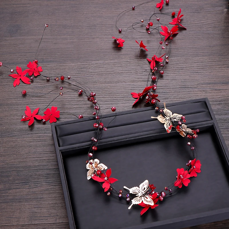 Long Red Flowers Rhinestone Headbands Butterfly Tassel Hairbands Bridal Wedding Hair Accessories For Women New Hair Jewelry
Long Red Flowers Rhinestone Headbands Butterfly Tassel Hairbands Bridal Wedding Hair Accessories For Women New Hair Jewelry