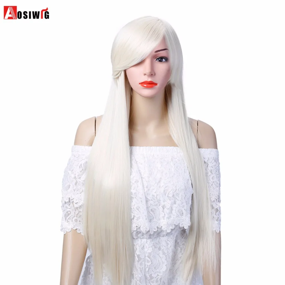 AOSIWIG 75CM Long Straight Cosplay Wig Women's Heat Resistant Synthetic Hair Costume Wigs | Шиньоны и парики