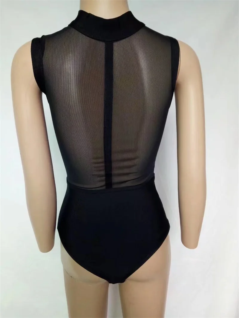 

Leger Babe 2018 Summer New Women Black O-Neck Sleeveless Sexy Mesh Patchwork Bandage Swimsuit Bodysuits Wholesale Dropshipping