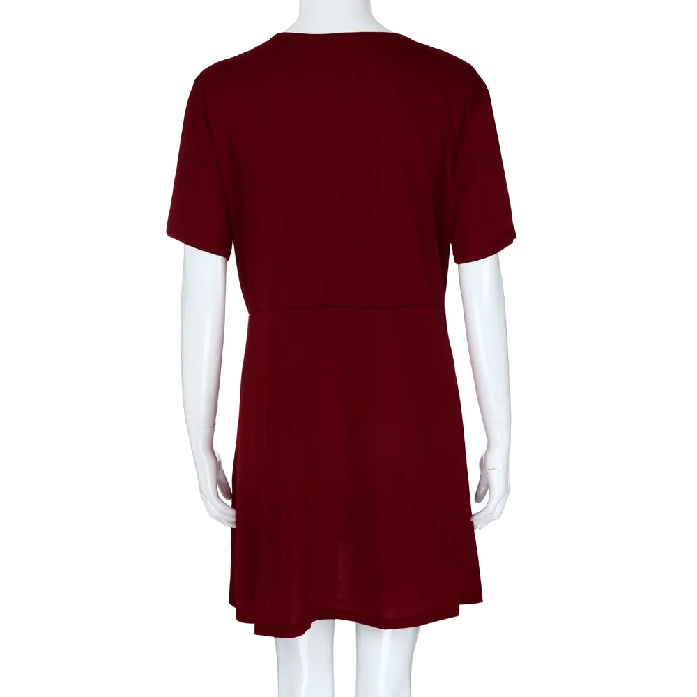 2019 Elegant Fashion Womens Casual Deep V-Neck Short Sleeve Plus Size Solid Mini Dress
2019 Elegant Fashion Womens Casual Deep V-Neck Short Sleeve Plus Size Solid Mini Dress
