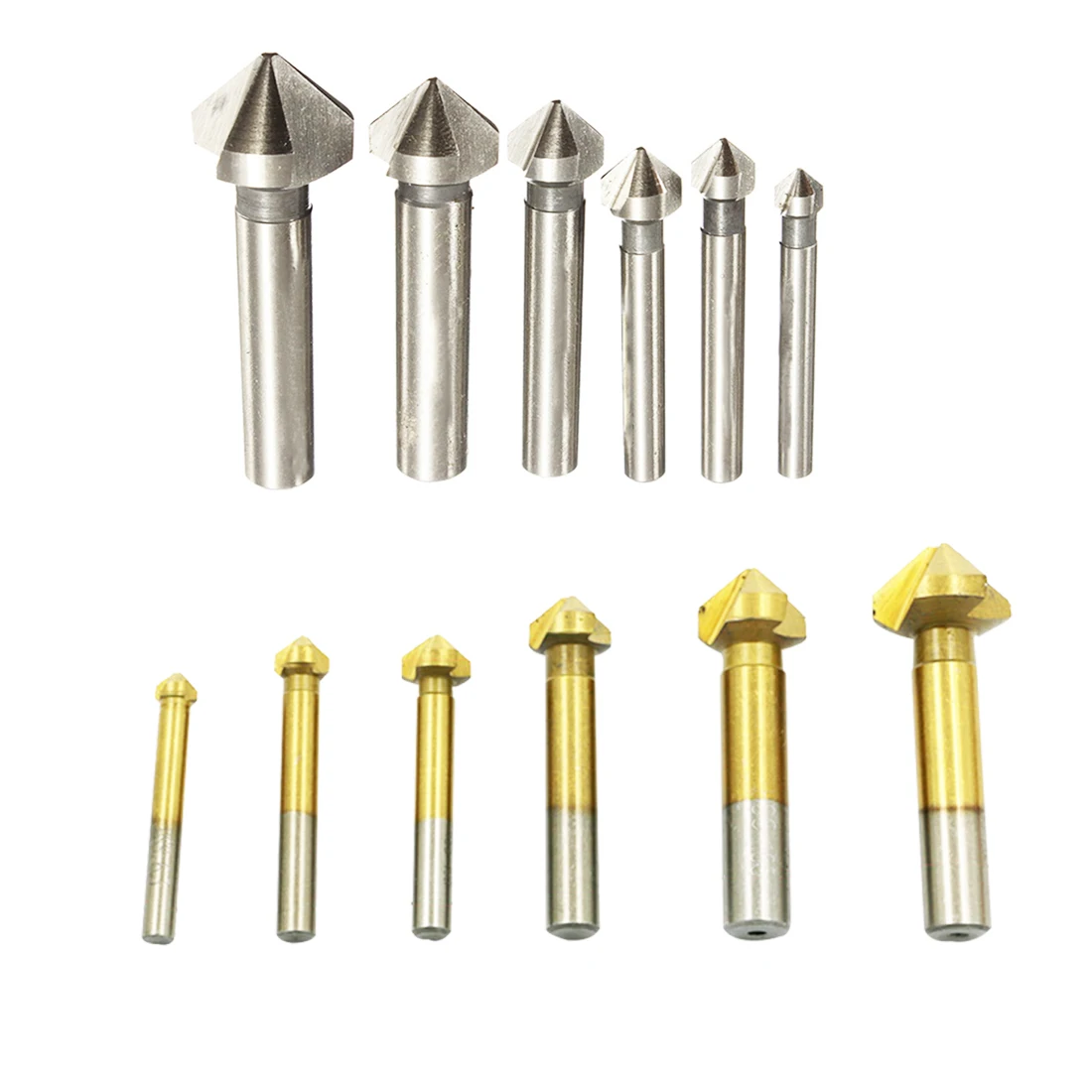 6pcs 3 Flute 90 Degree Hss Chamfer Cutter Chamfering Drilling End Mill Drill Counter Sink Titanium Coated Countersink Drill Bit
6pcs 3 Flute 90 Degree Hss Chamfer Cutter Chamfering Drilling End Mill Drill Counter Sink Titanium Coated Countersink Drill Bit