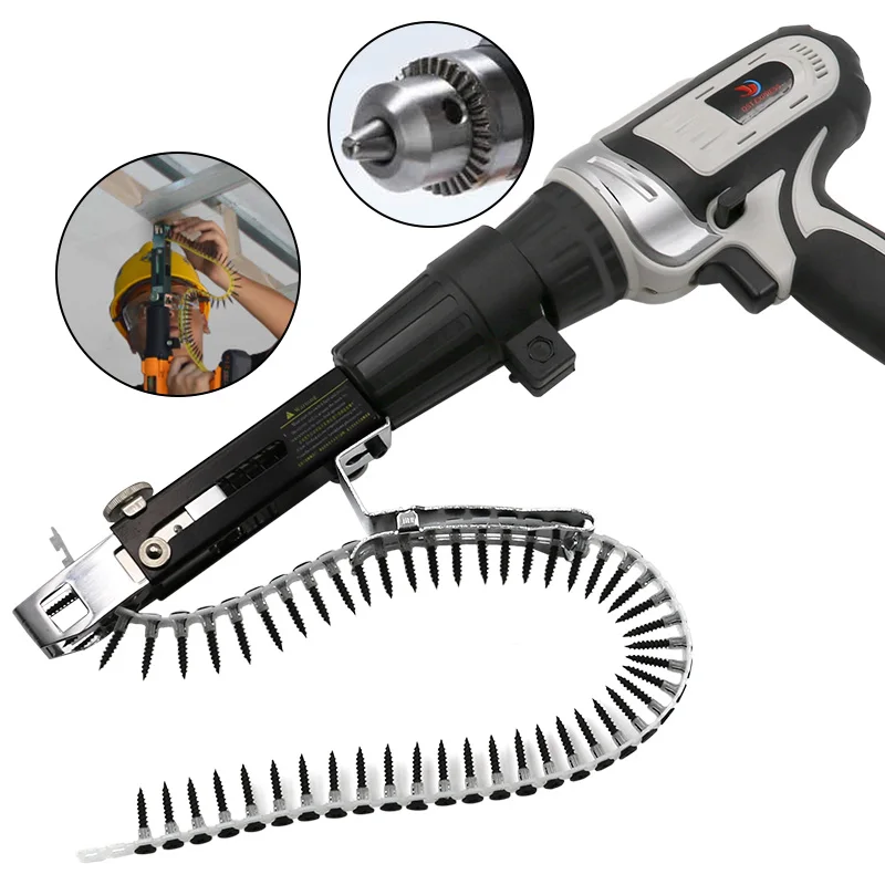 Woodworking Tool Automatic Chain Nail Gun Adapter Screw Gun for Electric Drill Woodworking Tool Cordless Power Drill Attachment
Woodworking Tool Automatic Chain Nail Gun Adapter Screw Gun for Electric Drill Woodworking Tool Cordless Power Drill Attachment