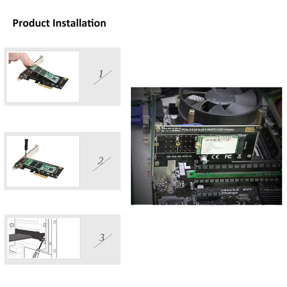 

NGFF M.2 NVME SSD to PCI Express PCIe 3.0 X4 Host Controller Expansion Card M-Key SSD Adapter Card with Low Profile Bracket