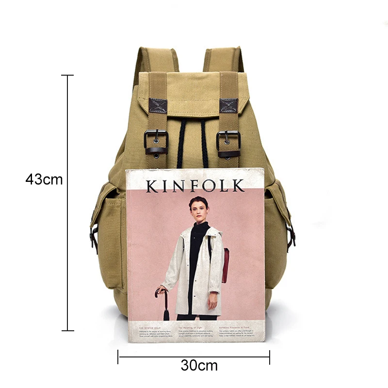 Рюкзак мужской холщовый на завязках для путешествий в стиле милитари походов
