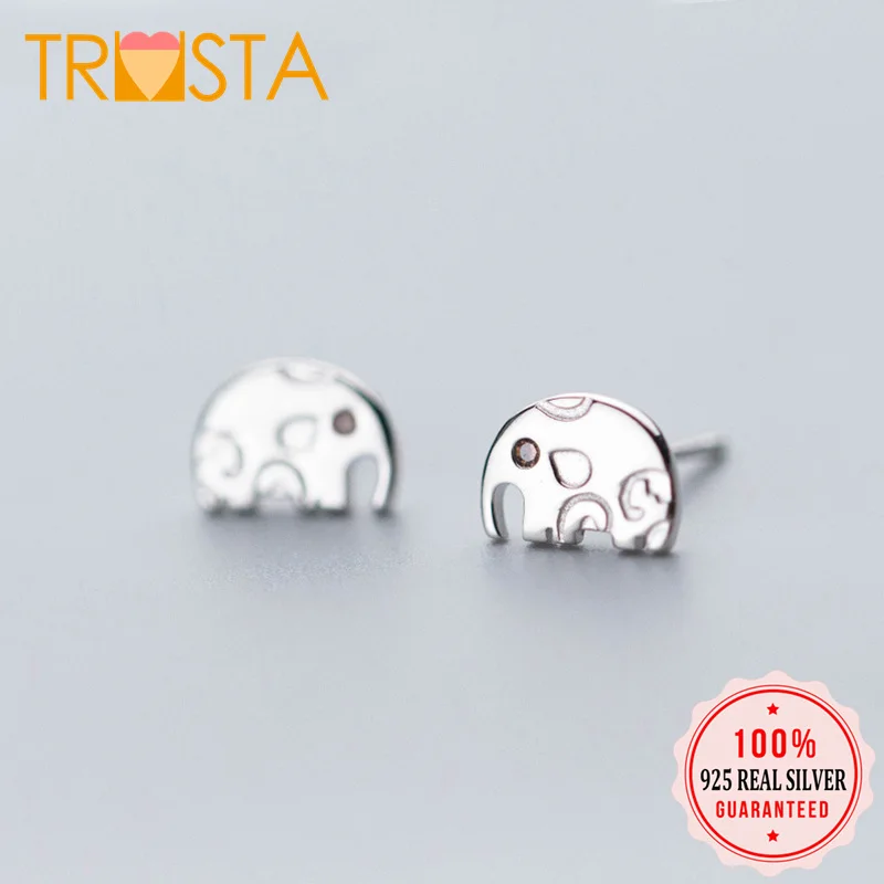 Trusta 100% 925 Твердые Настоящее серебро пробы ювелирные изделия 6 мм X 9 милый слон CZ