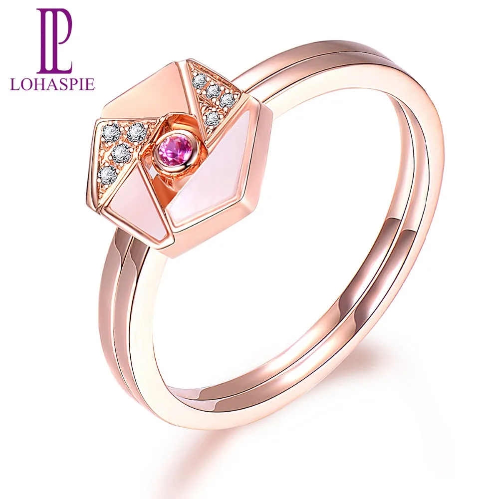 

Lohaspie любовь подарок бриллиант-ювелирные изделия натуральный драгоценный камень рубин 18K розовое золото обручальное кольцо наборы изысканн...