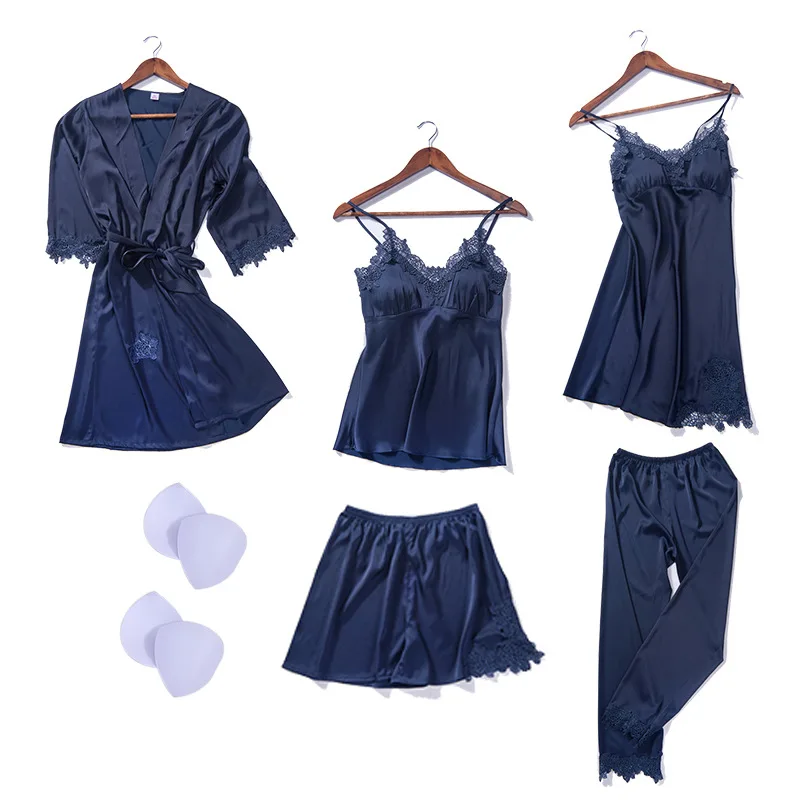 New 2019 Winter Women Silk Robe Tops Shorts Pajamas Sexy Long Sleeve Robes Set Camisole Lace Nightwear Home Wear 5 PCS
New 2019 Winter Women Silk Robe Tops Shorts Pajamas Sexy Long Sleeve Robes Set Camisole Lace Nightwear Home Wear 5 PCS
