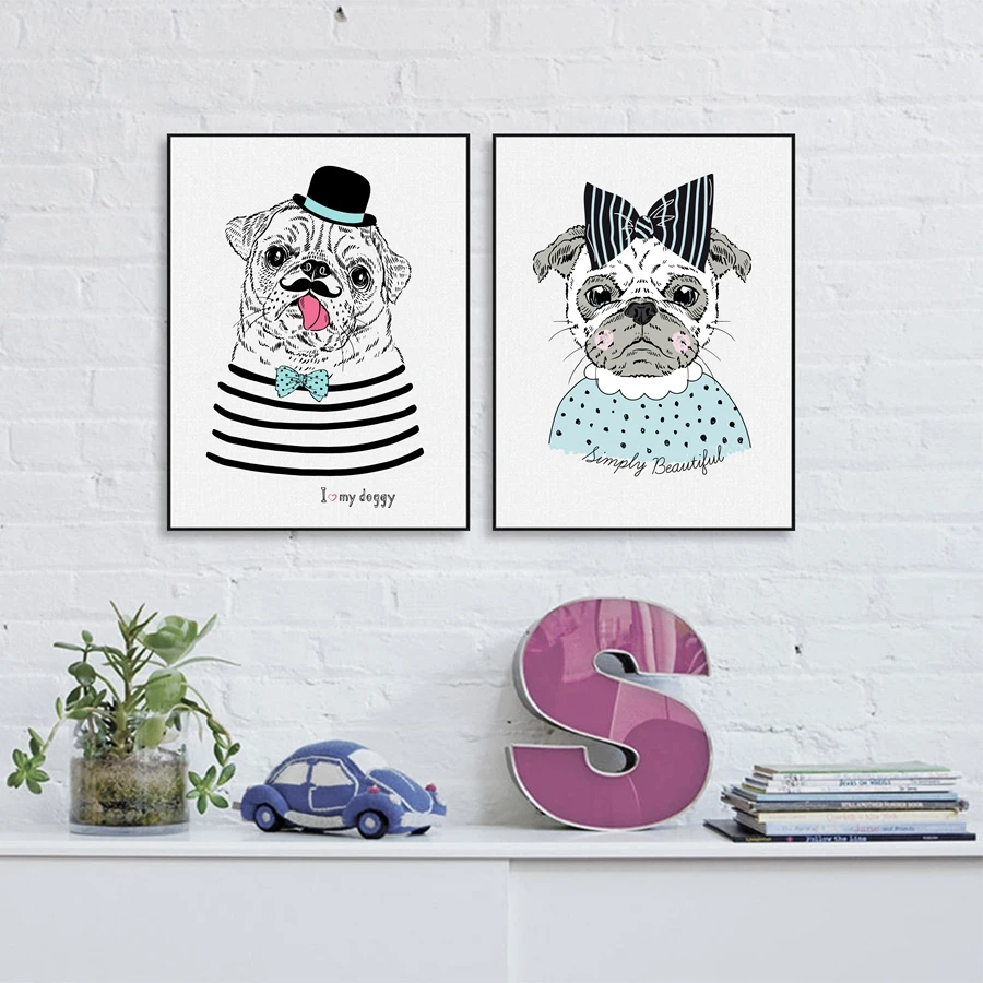 Hand Drawn Portrait Of Cute Pug Doggy Hipster Girl Boy Art Print Poster , Cartoon Pug-dog Poster Canvas Painting Wall Decoration
Hand Drawn Portrait Of Cute Pug Doggy Hipster Girl Boy Art Print Poster , Cartoon Pug-dog Poster Canvas Painting Wall Decoration
