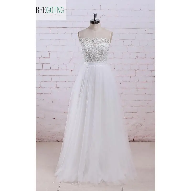 White Tulle Lace Scoop Sleeveless Strapless A-Line Wedding Dress Floor-Length Applique Real/Original Photos
White Tulle Lace Scoop Sleeveless Strapless A-Line Wedding Dress Floor-Length Applique Real/Original Photos