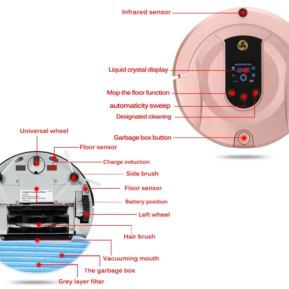 

PhoReal FR8 wifi Robot Vacuum Cleaner Wireless Planned Route Robotic Vacuum Cleaner Wet And Dry Auto Charge