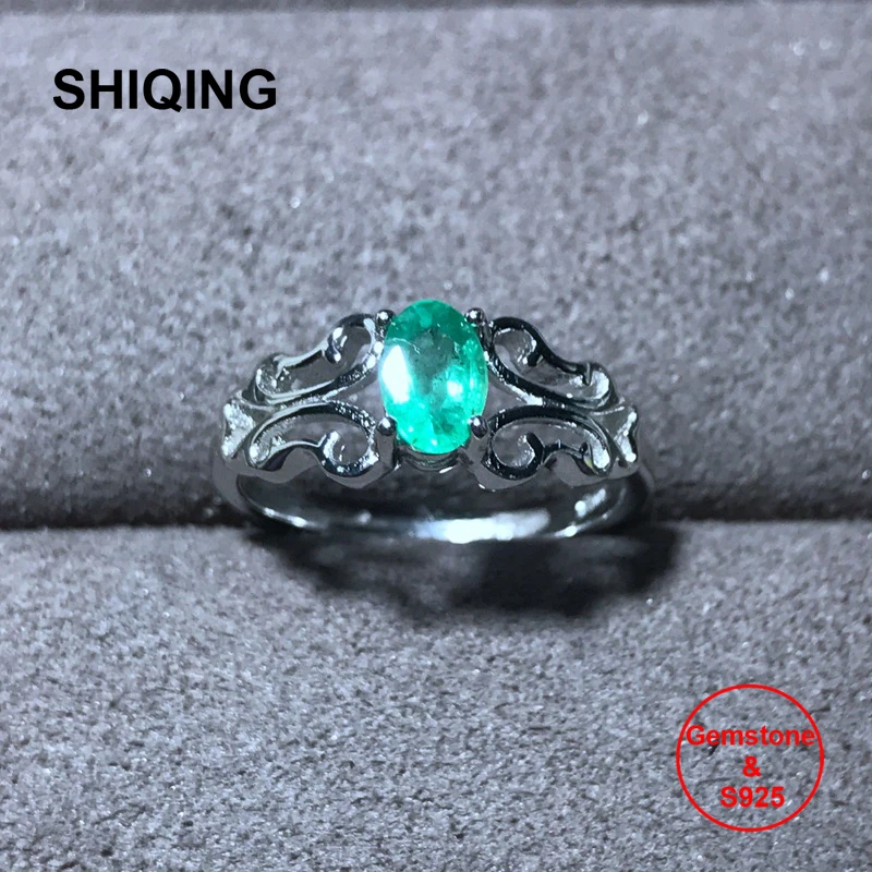 Женское кольцо с изумрудом SHIQING из серебра драгоценным камнем в форме бабочки