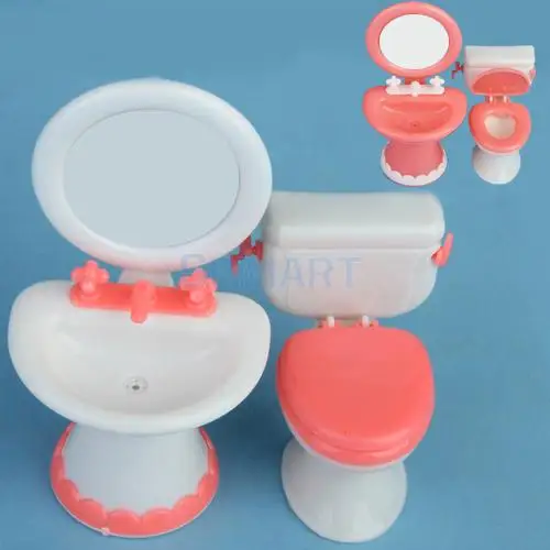 

Масштаб 1/6 миниатюрный Туалет + раковина + зубная щетка комплект мебели для ванной комнаты для кукольного домика Декор кукольные аксессуары ...