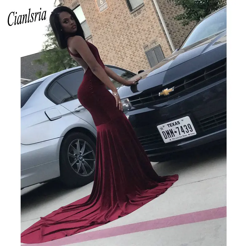 Long Prom Dresses 2020 Elegant Halter Sleeveless Sexy Backless African Burgundy Velvet Mermaid Prom Dress
Long Prom Dresses 2020 Elegant Halter Sleeveless Sexy Backless African Burgundy Velvet Mermaid Prom Dress