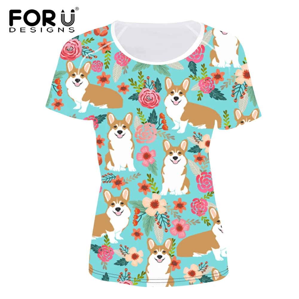 FORUDESIGNS Cute Cartoon Corgi Print Women T Shirt Ladies Flower Pattern Fresh Style T-shirt for Girls Floral Tee Shirt Summer
FORUDESIGNS Cute Cartoon Corgi Print Women T Shirt Ladies Flower Pattern Fresh Style T-shirt for Girls Floral Tee Shirt Summer