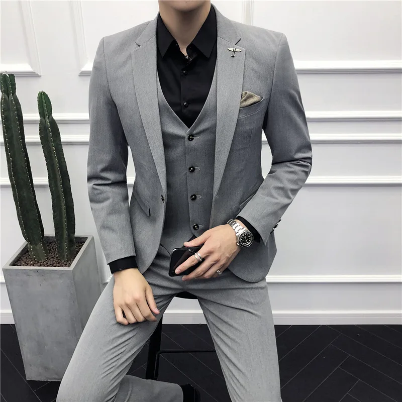 Autumn and Winter Solid Color Men's Slim Suit Men's Three-piece Business Casual Dress (Jacket+Pant+vest)
Autumn and Winter Solid Color Men's Slim Suit Men's Three-piece Business Casual Dress (Jacket+Pant+vest)