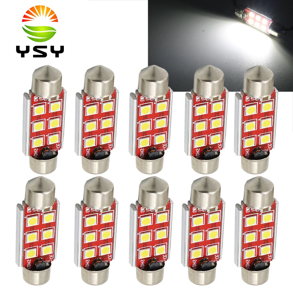 YSY 10pcs Car Festoon 3030 Chip LED Bulb CANBUS C5W License Plate Light Lamp Interior Dome Reading Lights 12V-24V white
YSY 10pcs Car Festoon 3030 Chip LED Bulb CANBUS C5W License Plate Light Lamp Interior Dome Reading Lights 12V-24V white