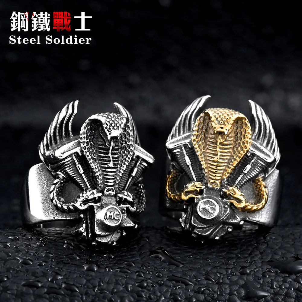 Steel soldier retro snake ring stainless steel punk personality men adjustable jewelry
Steel soldier retro snake ring stainless steel punk personality men adjustable jewelry