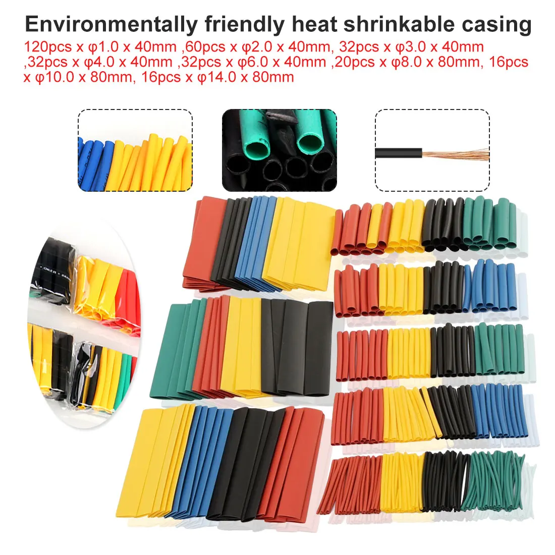 Hot 7/14/127/164/280/328pcs Assorted Polyolefin Heat Shrink Tubing Tube Cable Sleeves Wrap Wire Set 8 Size Multicolor/Black
Hot 7/14/127/164/280/328pcs Assorted Polyolefin Heat Shrink Tubing Tube Cable Sleeves Wrap Wire Set 8 Size Multicolor/Black