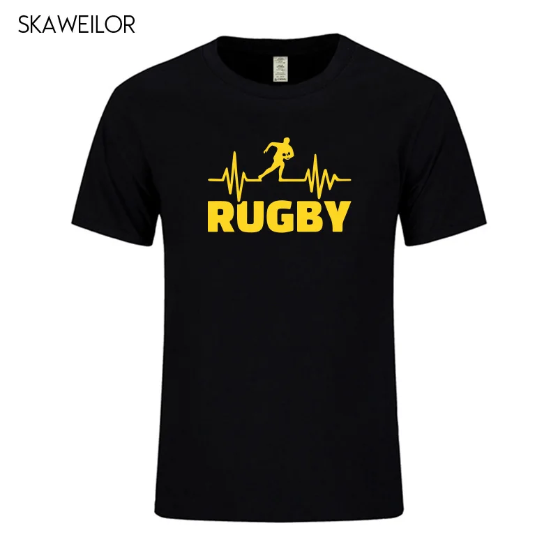 Мужская футболка с коротким рукавом Heartbeat Of Rugbying хлопковая Футболка забавным