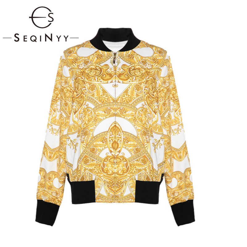 SEQINYY Vintage Jacket Golden Flowers Printed 2020 Autumn Spring Long Sleeve Women Fashion Design Baseball Top
SEQINYY Vintage Jacket Golden Flowers Printed 2020 Autumn Spring Long Sleeve Women Fashion Design Baseball Top