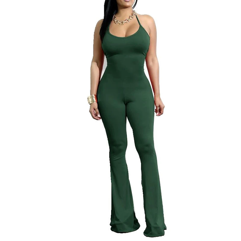 Women jumpsuit off white Halter Flare Long romper Sexy Slim Playsuit Backless Casual Club Solid Overalls Summer Macacao Feminino
Women jumpsuit off white Halter Flare Long romper Sexy Slim Playsuit Backless Casual Club Solid Overalls Summer Macacao Feminino