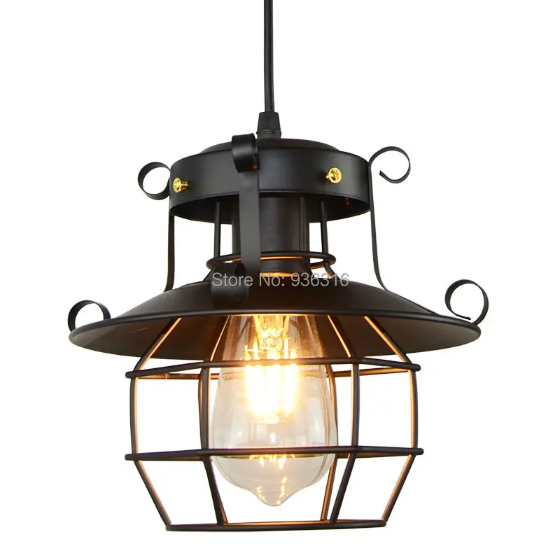 

Antique Vintage Industrial Pendant Lights Loft Halling Metal Black E27 Edison LED Bulbs Lustres Pendant Lamp Fixture