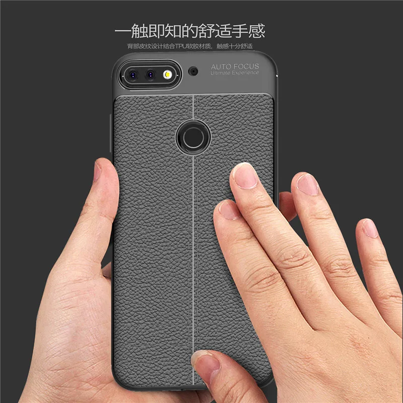 Для Huawei Honor 7C чехол для 7 C роскошный Ударопрочный Мягкий TPU Lichi кожаный с узором