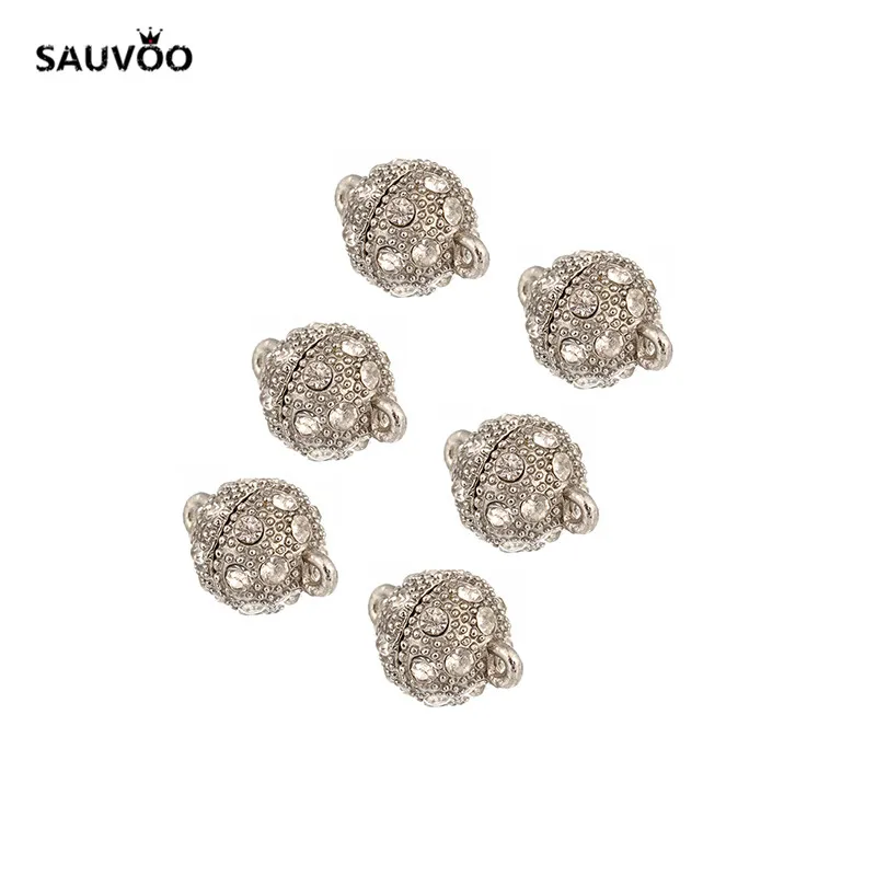 Круглый шар Sauvoo 10 шт./лот Rinestone Кристалл магнитные застежки Золото Серебро родий