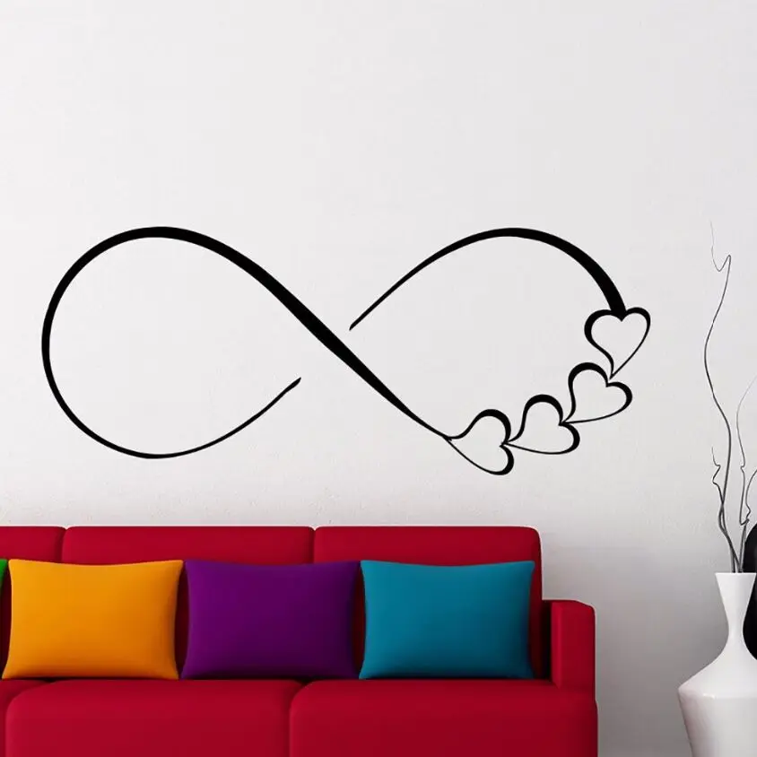 

Bedroom Wall Decal Hearts And Infinity Symbol Wall Sticker Removable Love Sign Family Sticker Wall Art Mural Decor Gift AY547