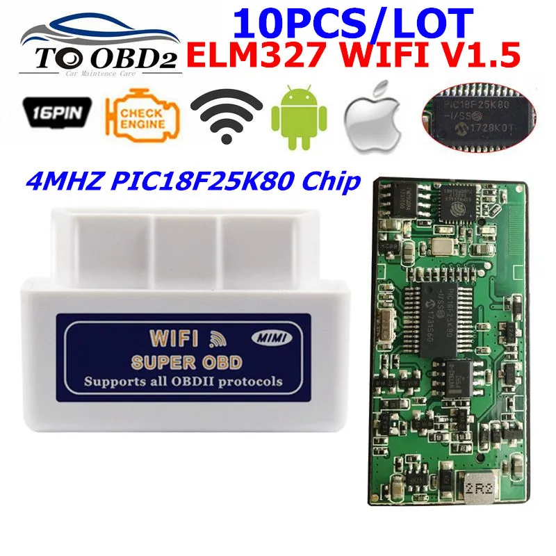 10PCS/LOT ELM327 WIFI PIC18F25K80 Hardware V1.5 Works 12V Diesel Cars ELM 327 WiFi 1.5 For Android/iOS/Computer System
10PCS/LOT ELM327 WIFI PIC18F25K80 Hardware V1.5 Works 12V Diesel Cars ELM 327 WiFi 1.5 For Android/iOS/Computer System