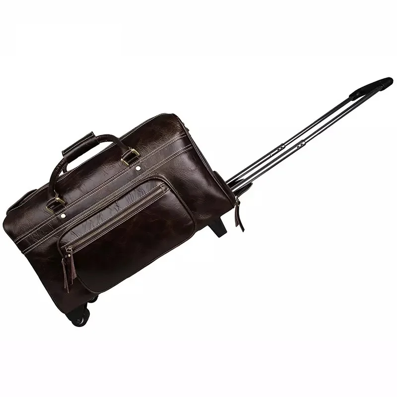High-quality Genuine Leather Men Travel Bag Trolley Vintage Rolling Luggage Suitcase Wheels Retro Carry On Trunk Handbag
High-quality Genuine Leather Men Travel Bag Trolley Vintage Rolling Luggage Suitcase Wheels Retro Carry On Trunk Handbag