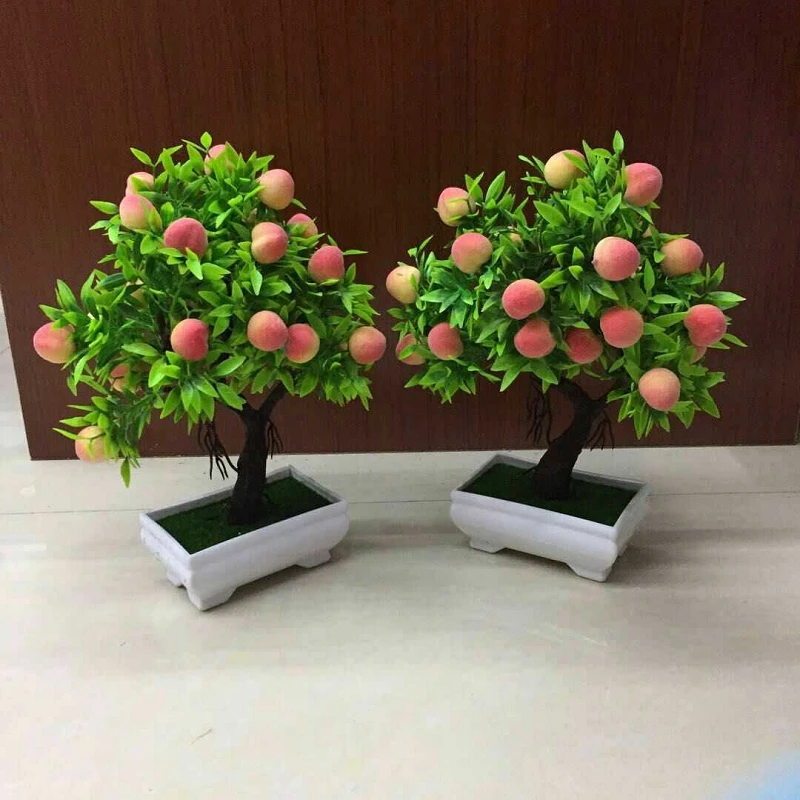 Artificial Plant Bonsai Orange plastic pots+Small Fruit Tree Potted For Home Living Room Flower Set Shop Hotel Party Decor | Дом и сад