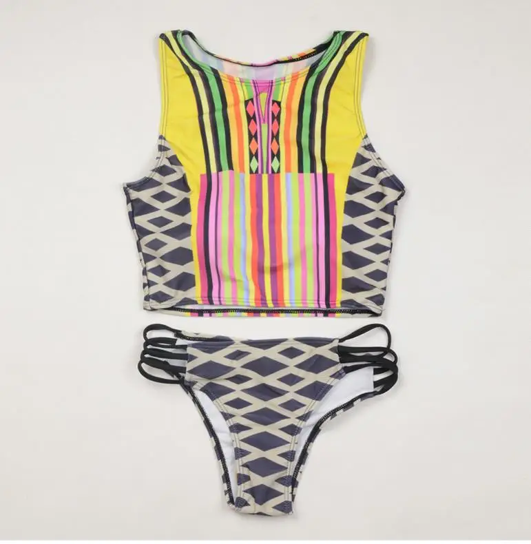 Women Swimsuit Print Plaid Swimwear Sporty Sleeveless Tank Top Cut Out Bikini Bottoms Striped Printed Geometric Bikinis Set 2021
Women Swimsuit Print Plaid Swimwear Sporty Sleeveless Tank Top Cut Out Bikini Bottoms Striped Printed Geometric Bikinis Set 2021