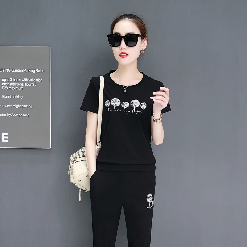 new summer 2018 leisure suit women short sleeve sweatshirt long pants casual 2 pcs clothing print top korean fashion clothes
new summer 2018 leisure suit women short sleeve sweatshirt long pants casual 2 pcs clothing print top korean fashion clothes