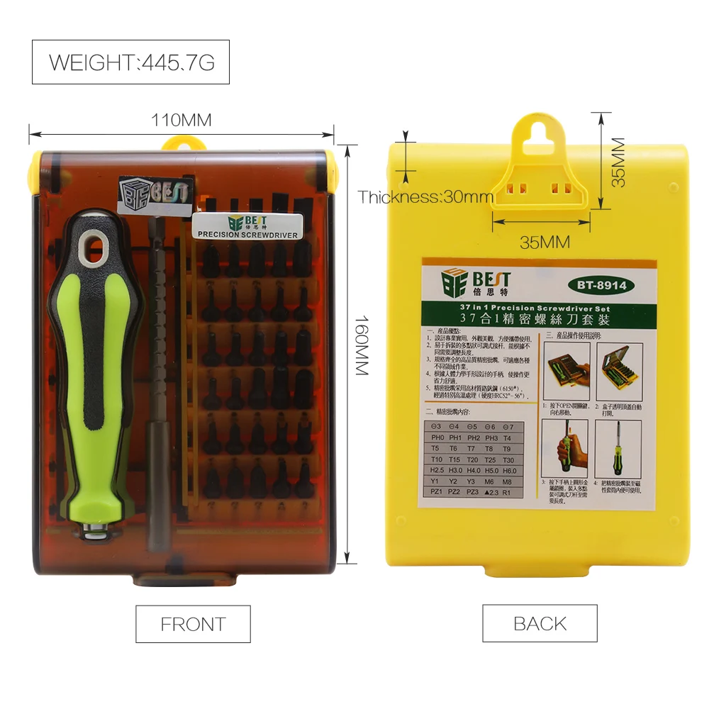 37 in 1 Screwdriver Repair Kit Tools Multifunctional Precision Screwdriver Set BST-8914 For iPhone Laptop Mini Repair Tools
37 in 1 Screwdriver Repair Kit Tools Multifunctional Precision Screwdriver Set BST-8914 For iPhone Laptop Mini Repair Tools