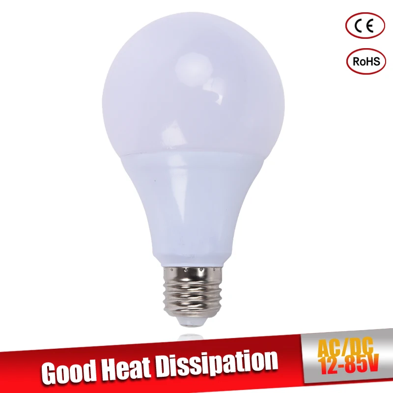 Светодиодная лампа E27 3W 5W 7W 9W 12W 15W 18W AC & DC 12V 24V 36V 12 85V для домашнего освещения