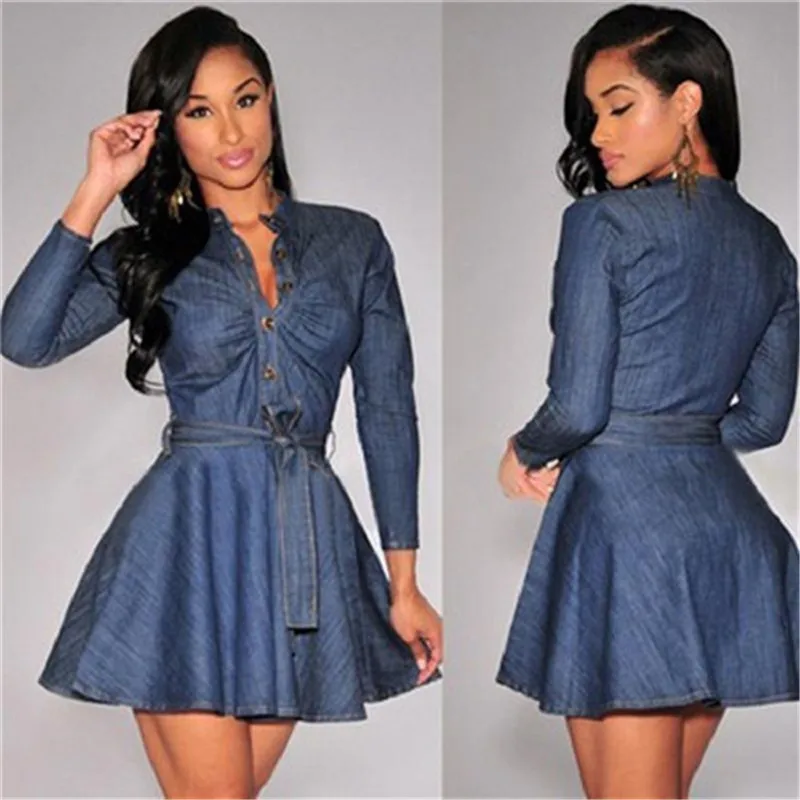 Plus Size Womens Denim Dress Elegant Long Sleeve Vintage A Line Korean Summer Dress 2019 Fashion Jeans Romper Party Dress S-3XL
Plus Size Womens Denim Dress Elegant Long Sleeve Vintage A Line Korean Summer Dress 2019 Fashion Jeans Romper Party Dress S-3XL