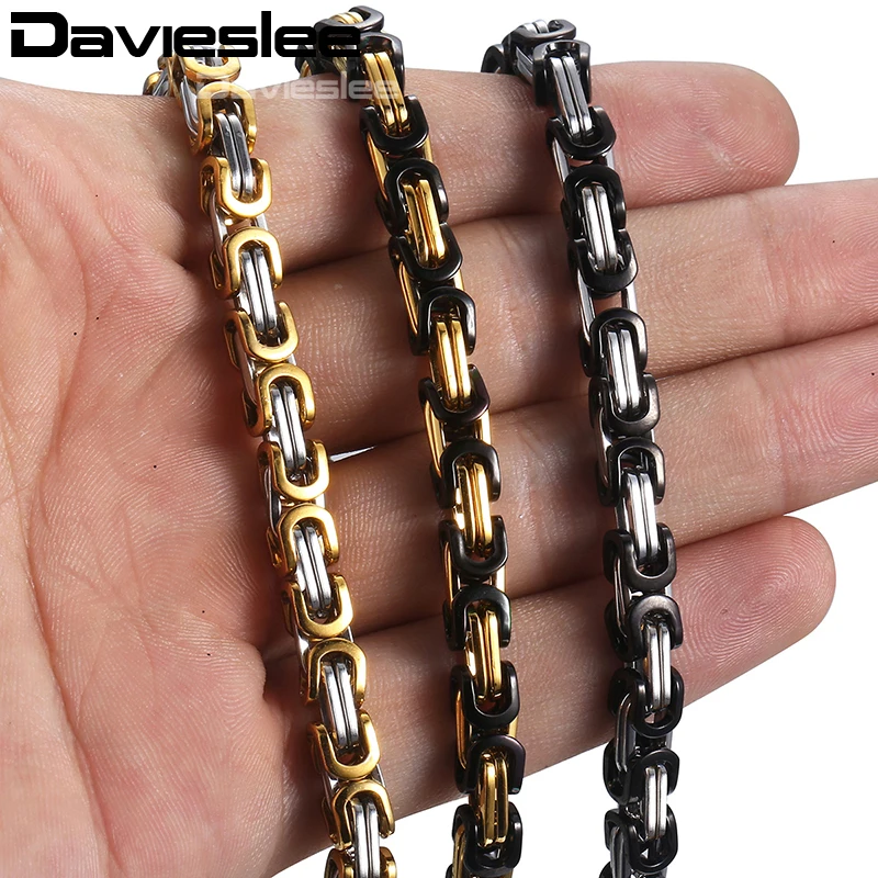 Davieslee мужское ожерелье Византийская Коробка цепь черный золотой серебряный цвет